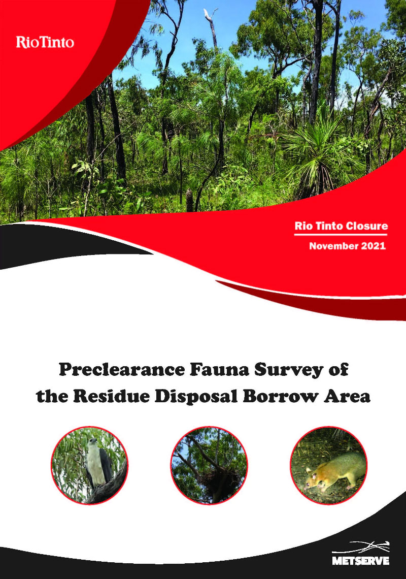 Rio Tinto Closure, November 2021 - Faunal Usage of the Gove Refinery Pre-Demolition Survey